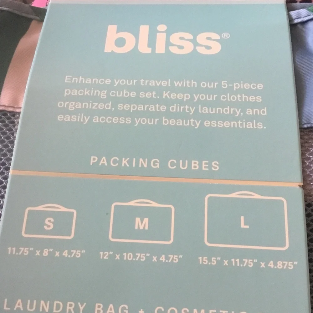 5 pc Bliss packing cube set - lightweight & stylish - Travel